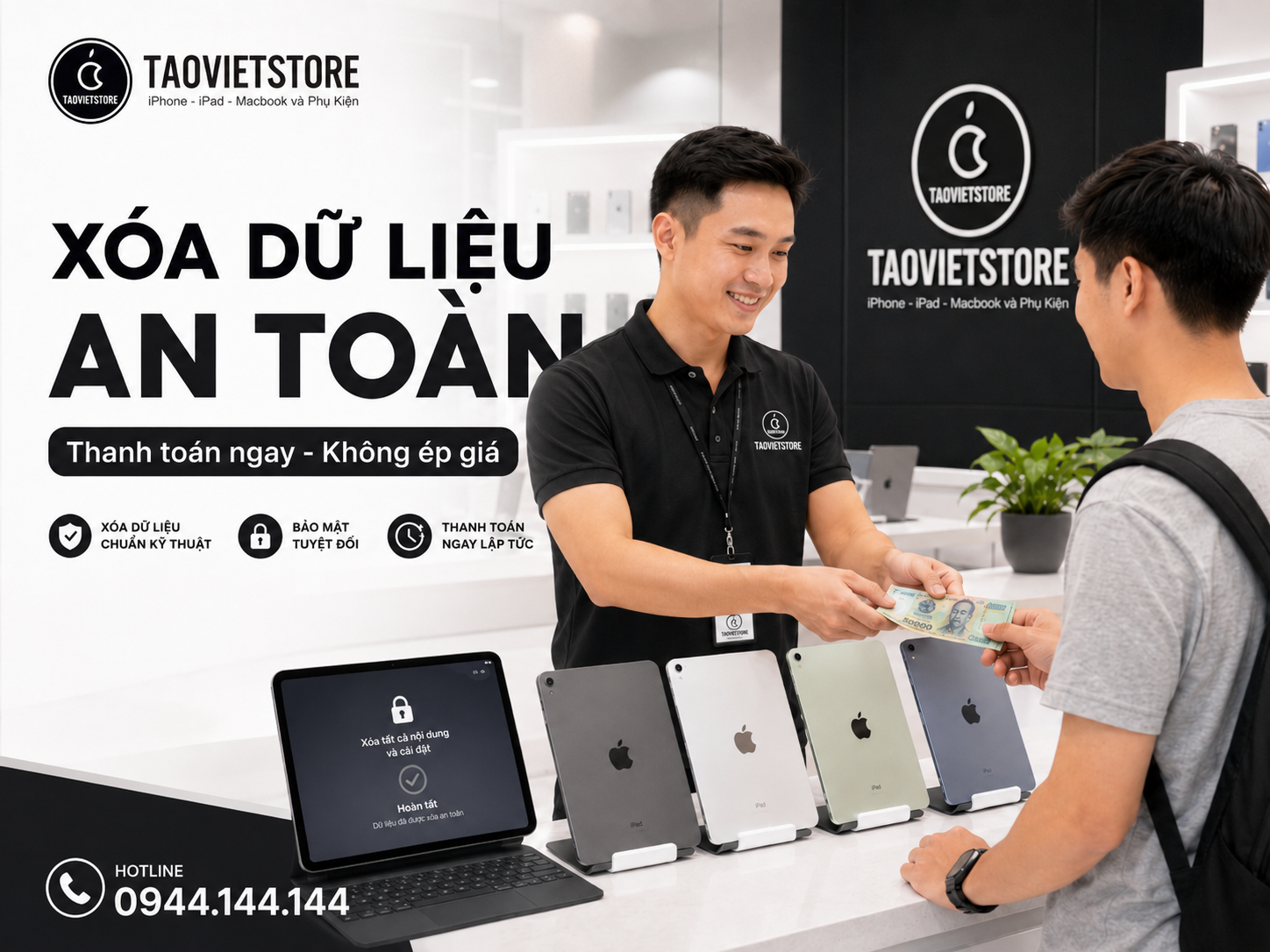 Xóa dữ liệu an toàn trước khi bán iPad cũ Hỗ trợ xóa dữ liệu và thanh toán khi bán iPad cũ