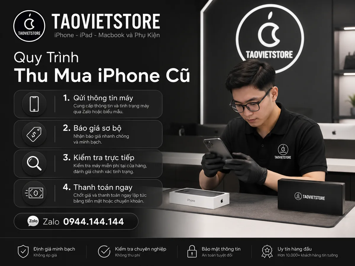 Quy trình thu mua iPhone cũ tại Táo Việt Store