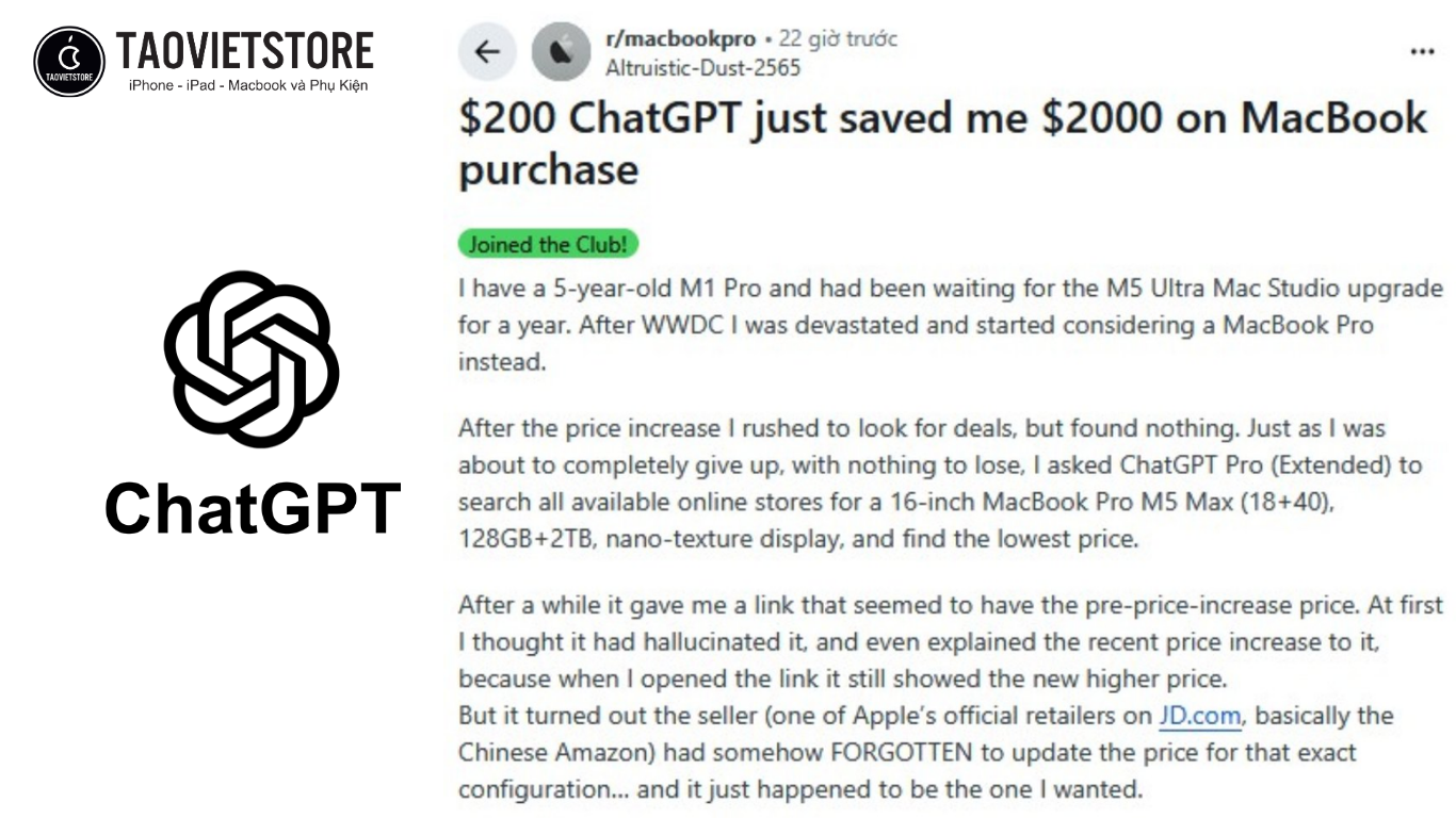 Đây là cách AI giúp bạn mua MacBook Pro giá rẻ hơn 50 triệu đồng