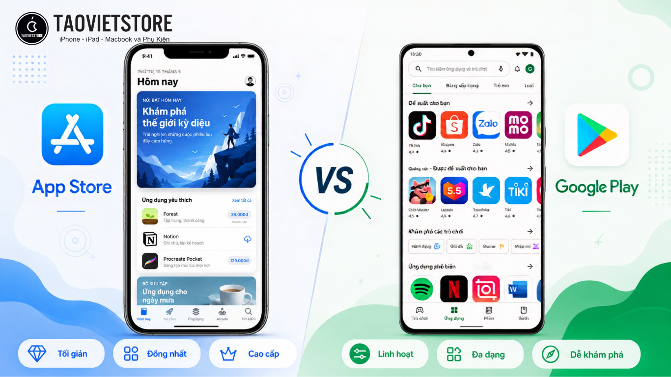 So sánh Google Play và App Store: Đâu là kho ứng dụng tốt nhất 2026? 10 So sánh Google Play và App Store. Đâu là kho ứng dụng tốt nhất 2026