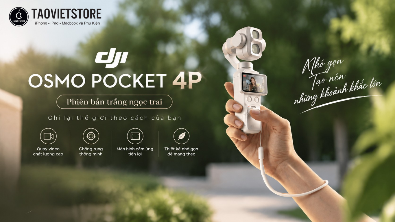 DJI chinh thuc mo ban DJI Osmo Pocket 4P phien ban trang ngoc trai voi cum 2 camera dien anh 4